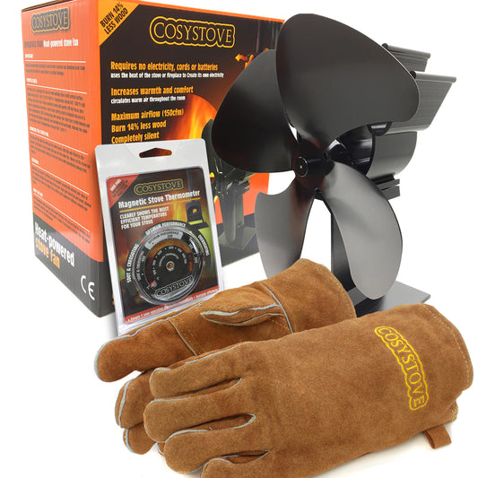 Cosystove Bundle - Heat Powered Stove Fan, Gloves And Thermometer